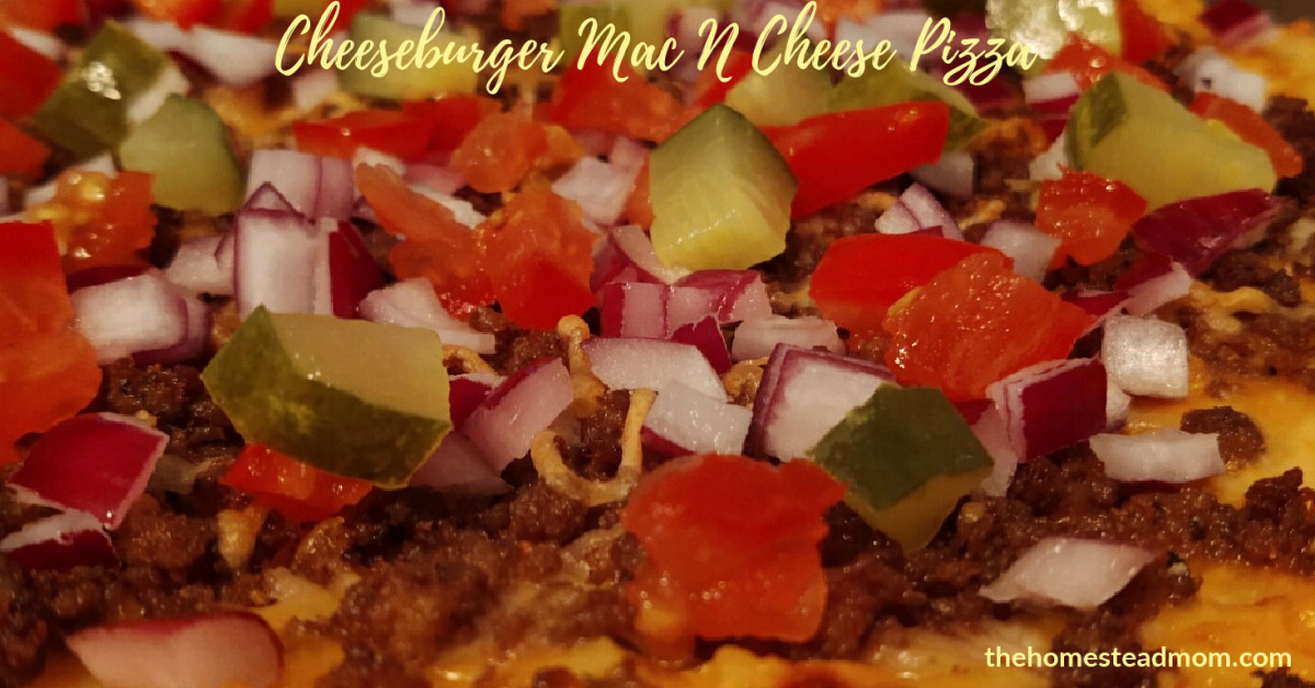 Cheeseburger Mac N Cheese Pizza - The Homestead Mom